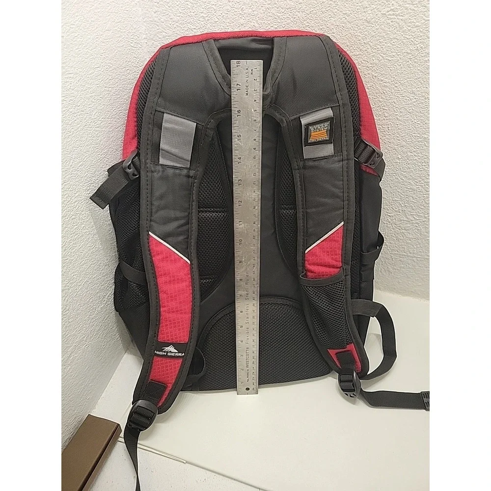 High Sierra Red Black Backpack Book School Travel Hiking Daypack‎ Multi Pocket